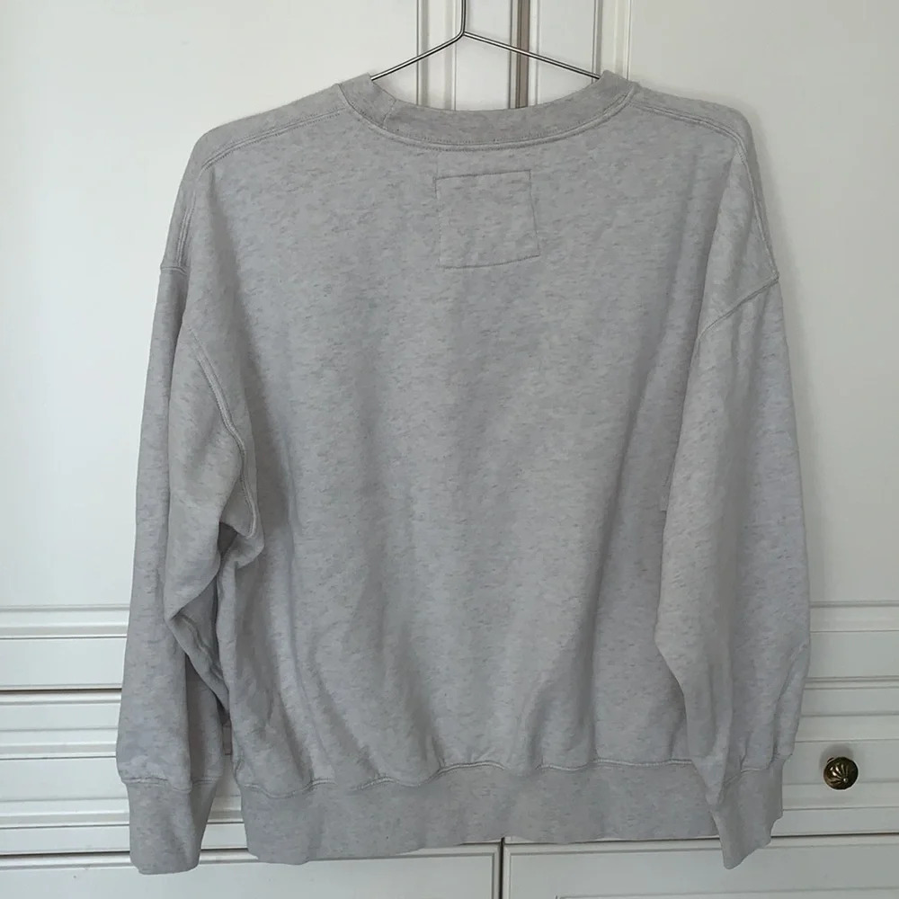 American eagle size medium gray crew neck sweatshirt log cabin pine trees sun - Picture 7 of 11